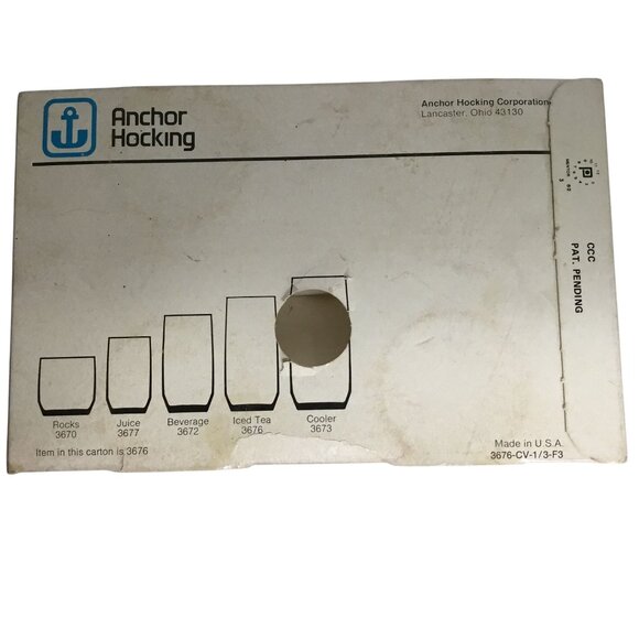 ANCHOR HOCKING VTG Striped Cooler Glasses Set 4 w/ Box 16oz NOS USA Barware MCM - Picture 6 of 12